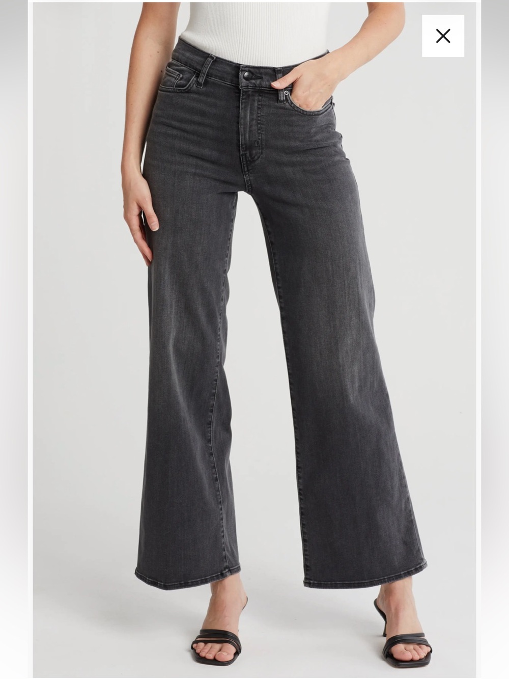 Frame Le Slim Palazzo Faded Black High Rise Wide Leg Jeans 28 Streetwear Stretch